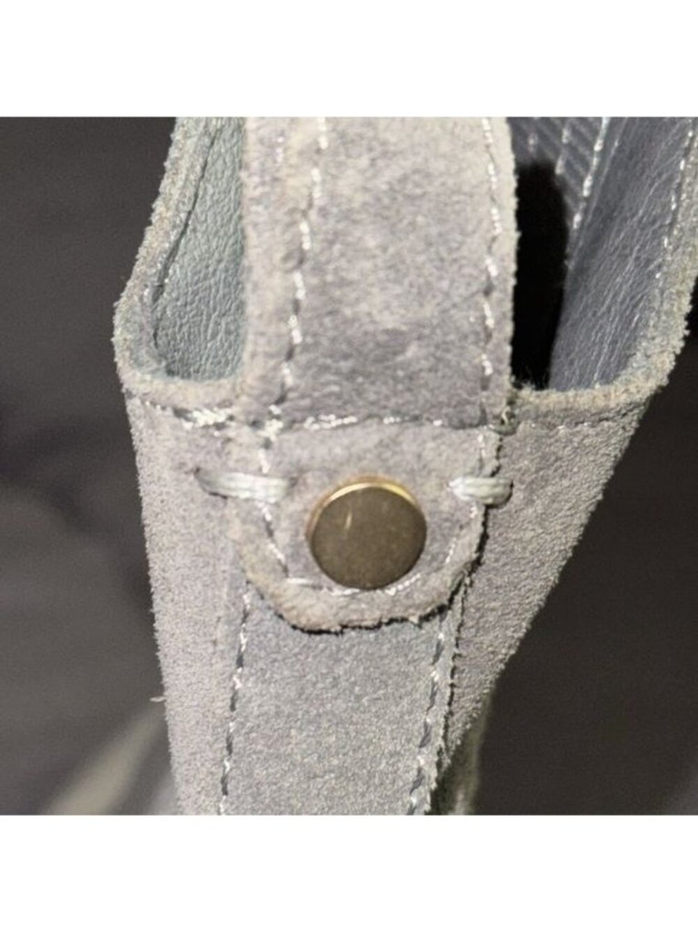 Gray Suede Ankle Boots With Block Heel & Stitch Detailing 8M Leather Upper Made - Picture 5 of 11